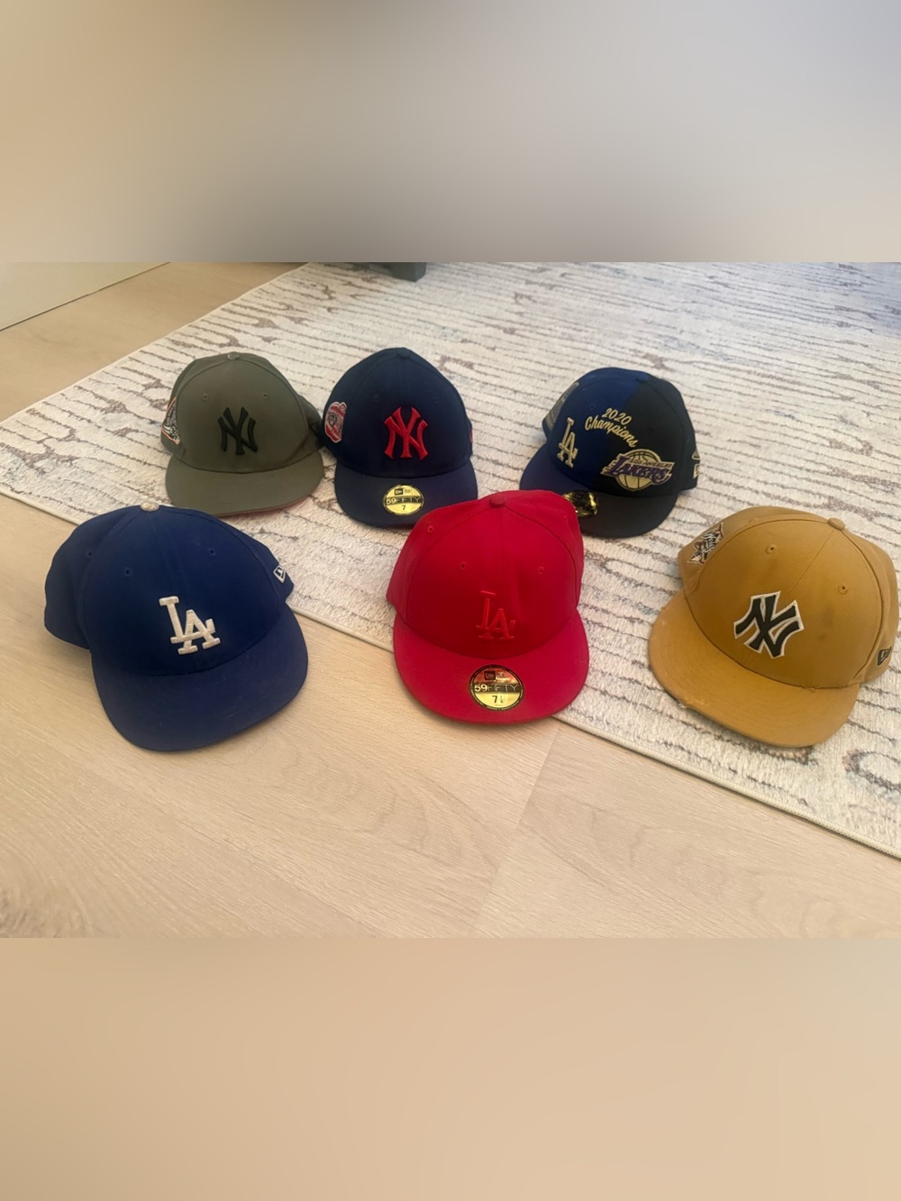 6 fitted hats size 7 and 7 1/8